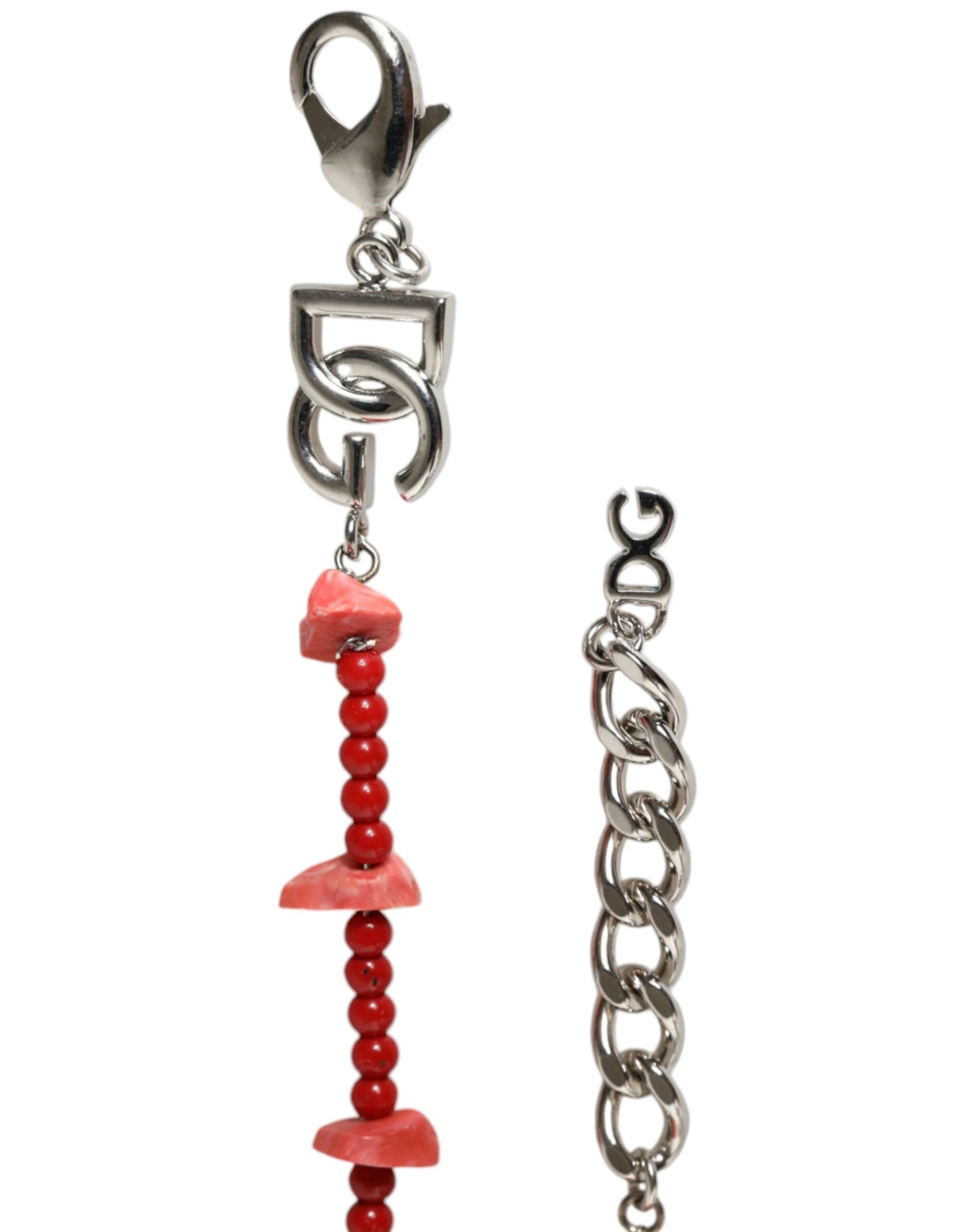 Dolce & Gabbana Silver Tone Brass Beaded Resin DG Logo Chain Bracelet by Dolce & Gabbana