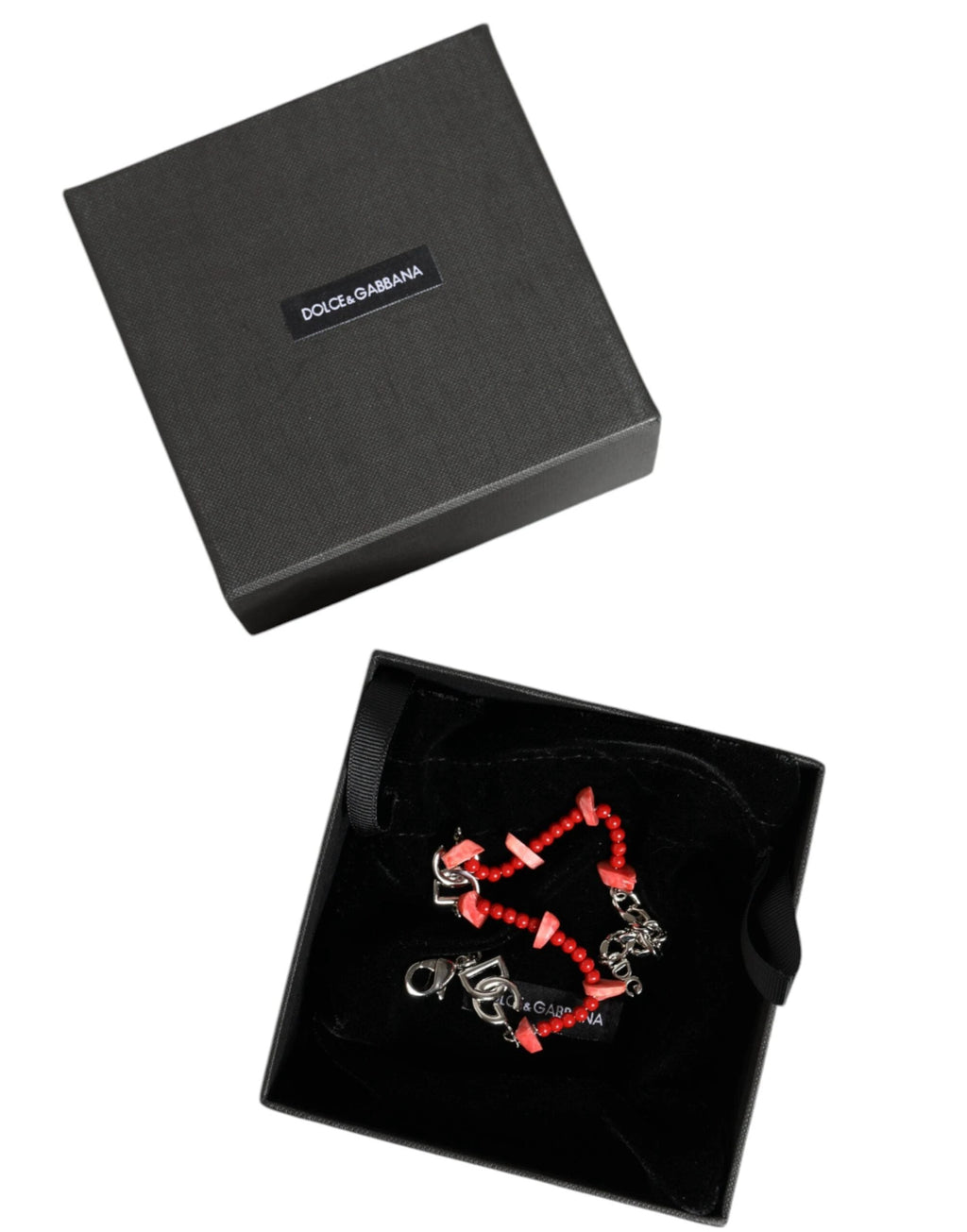 Dolce & Gabbana Silver Tone Brass Beaded Resin DG Logo Chain Bracelet by Dolce & Gabbana