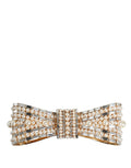Dolce & Gabbana Gold Tone Brass Bow Crystal FauxPearl Embellished Brooch