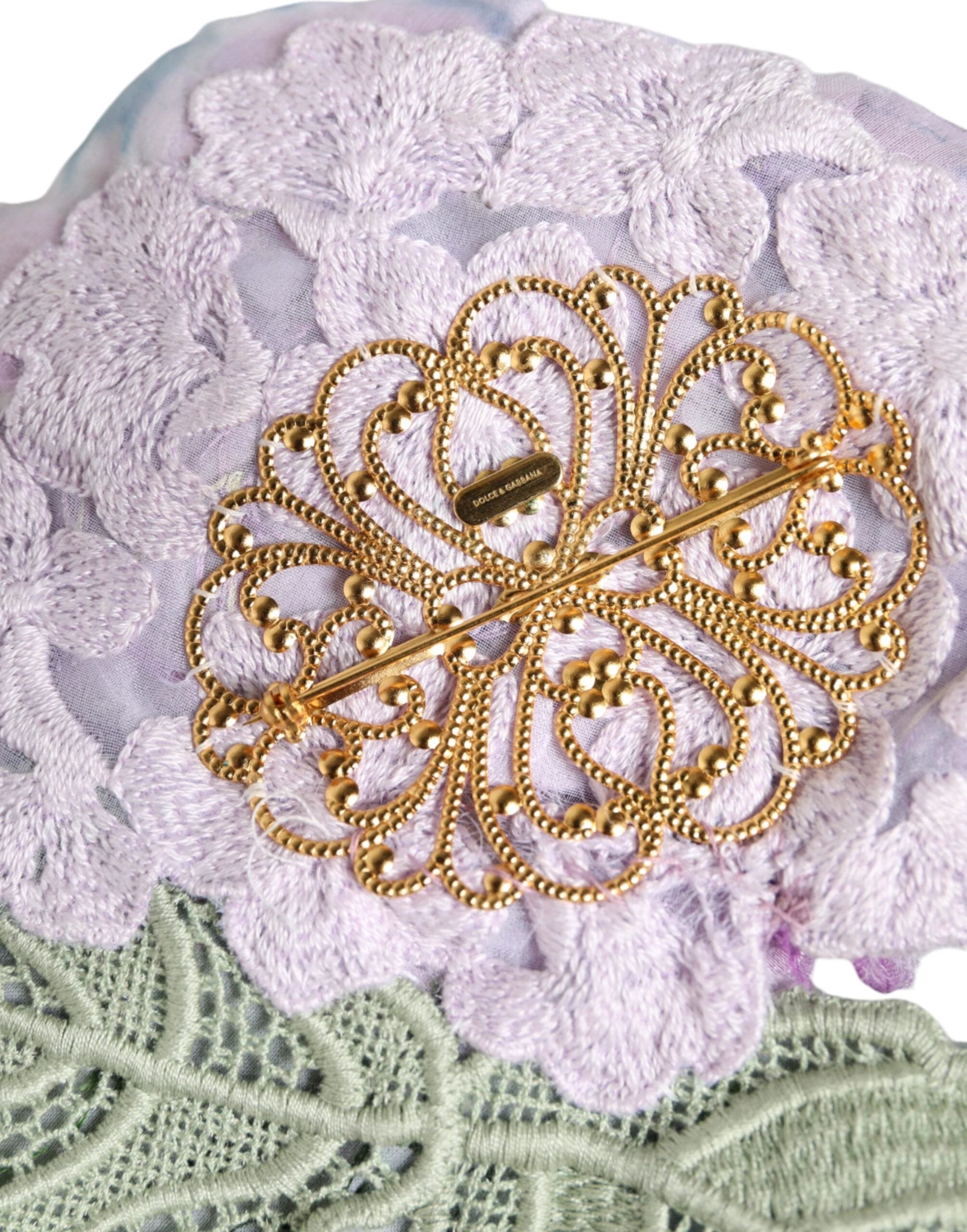 Dolce & Gabbana Multicolor Hydrangea Gold Brass Pin Brooch by Dolce & Gabbana