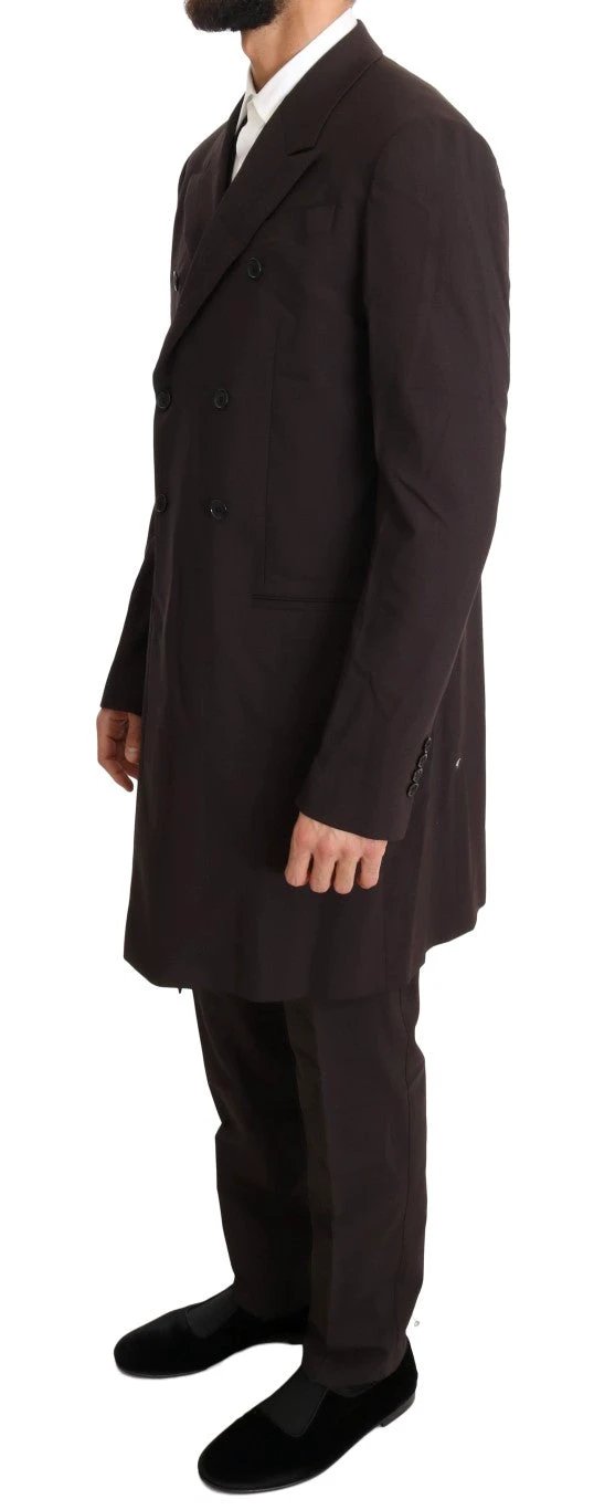 Dolce & Gabbana Bordeaux Wool Stretch Long 3 Piece Suit by Dolce & Gabbana