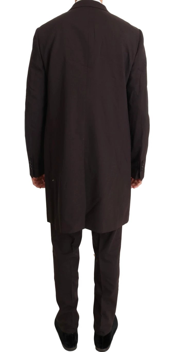 Dolce & Gabbana Bordeaux Wool Stretch Long 3 Piece Suit by Dolce & Gabbana