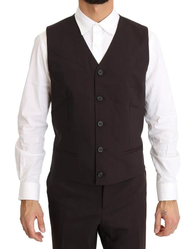 Dolce & Gabbana Bordeaux Wool Stretch Long 3 Piece Suit by Dolce & Gabbana