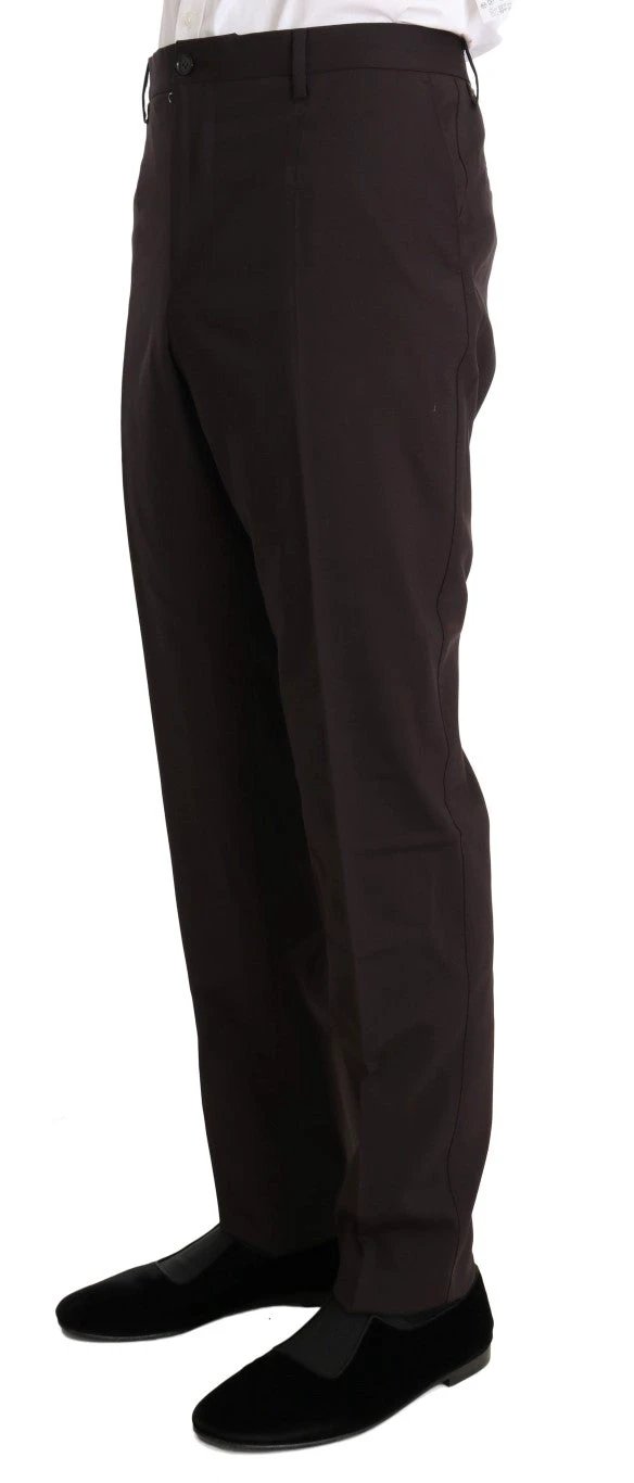 Dolce & Gabbana Bordeaux Wool Stretch Long 3 Piece Suit by Dolce & Gabbana