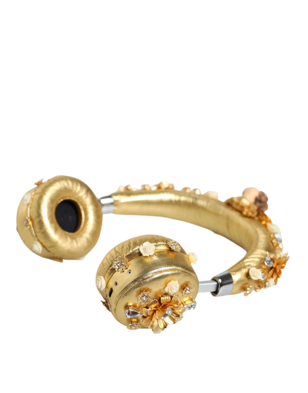 Dolce & Gabbana Gold Leather Floral Crystal Angel Headset Headphones by Dolce & Gabbana