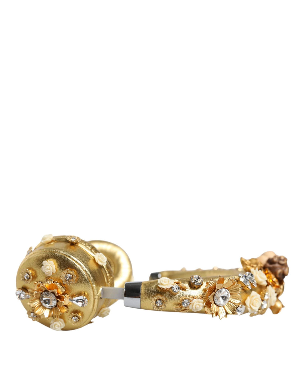 Dolce & Gabbana Gold Leather Floral Crystal Angel Headset Headphones by Dolce & Gabbana