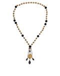 Dolce & Gabbana Gold Chain Brass Black Beaded Rosary Style Necklace by Dolce & Gabbana