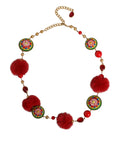 Dolce & Gabbana Gold Brass Red Fur Crystal Waist Torero Belt by Dolce & Gabbana