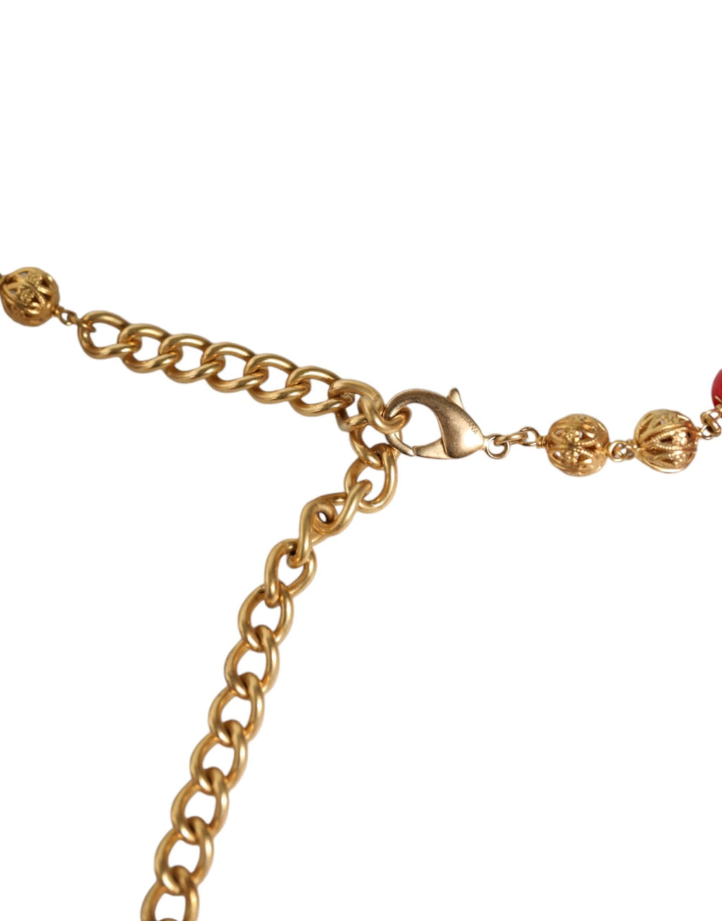 Dolce & Gabbana Gold Brass Red Fur Crystal Waist Torero Belt by Dolce & Gabbana