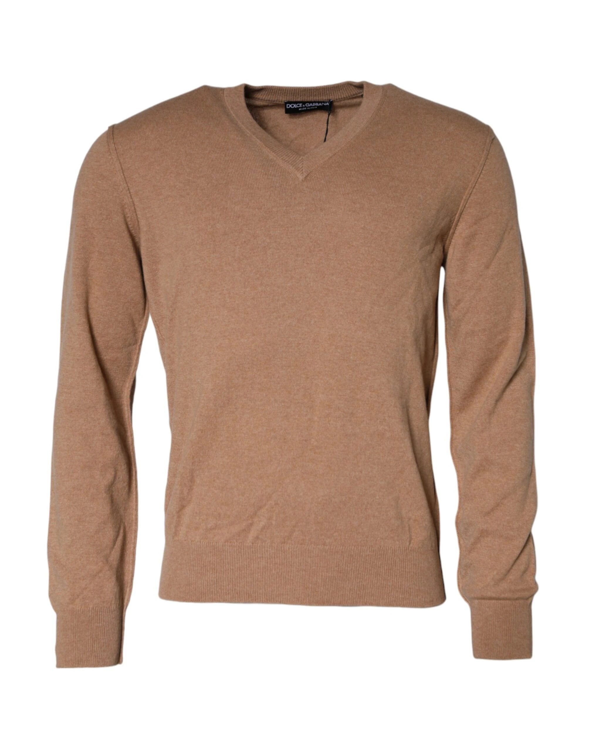 Dolce & Gabbana Brown Cashmere Knit V-neck Pullover Sweater by Dolce & Gabbana