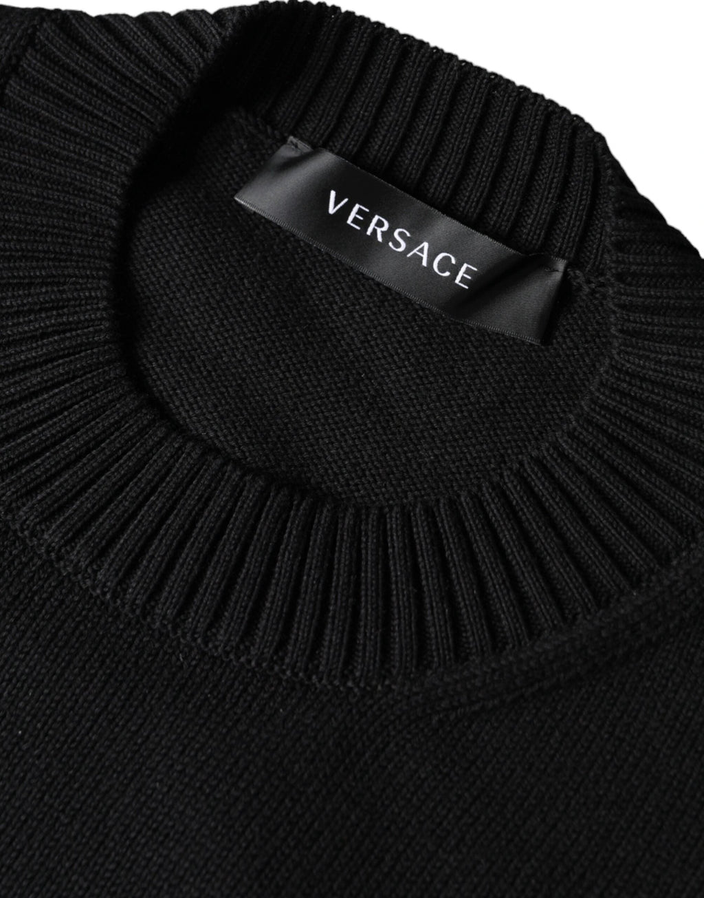 Versace Black Medusa Embroidery Crew Neck Pullover Sweater by Versace