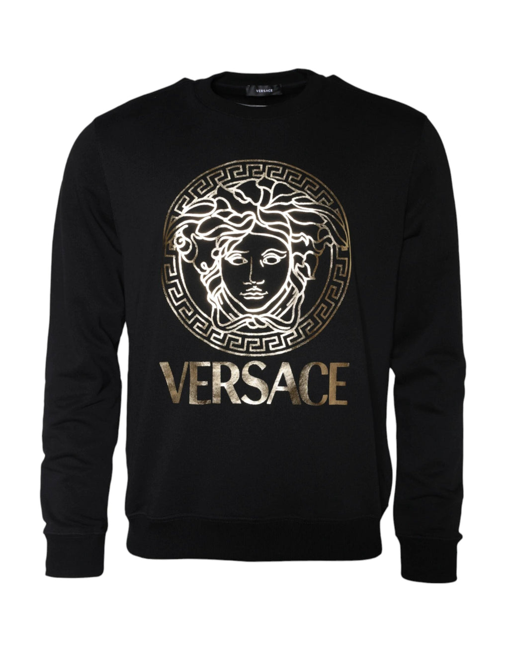 Versace Black Medusa Fleece Cotton Crew Neck Sweatshirt Sweater by Versace