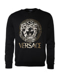 Versace Black Medusa Fleece Cotton Crew Neck Sweatshirt Sweater by Versace