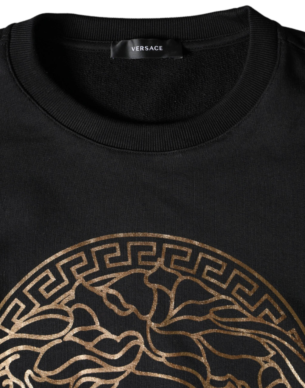 Versace Black Medusa Fleece Cotton Crew Neck Sweatshirt Sweater by Versace