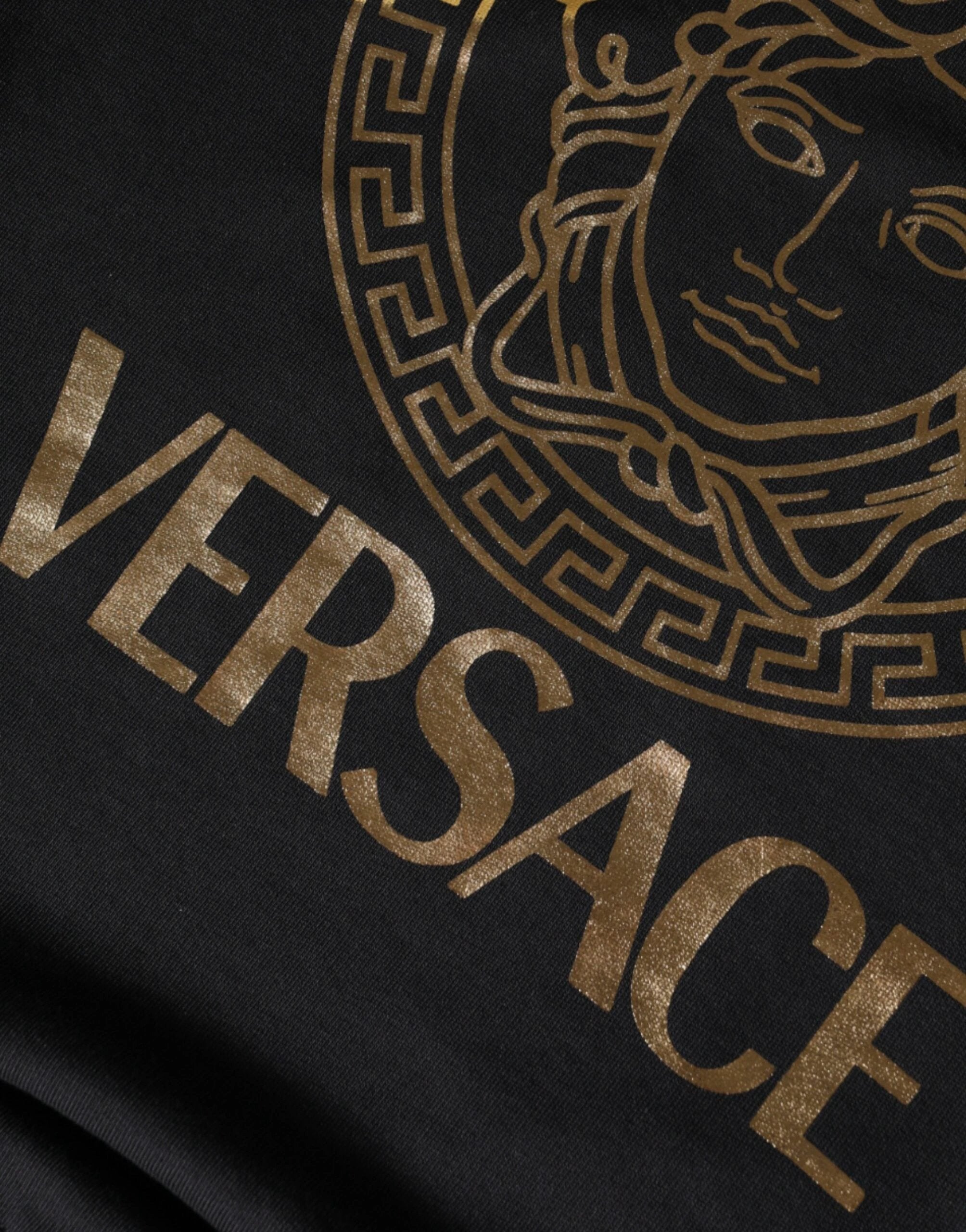 Versace Black Medusa Fleece Cotton Crew Neck Sweatshirt Sweater by Versace
