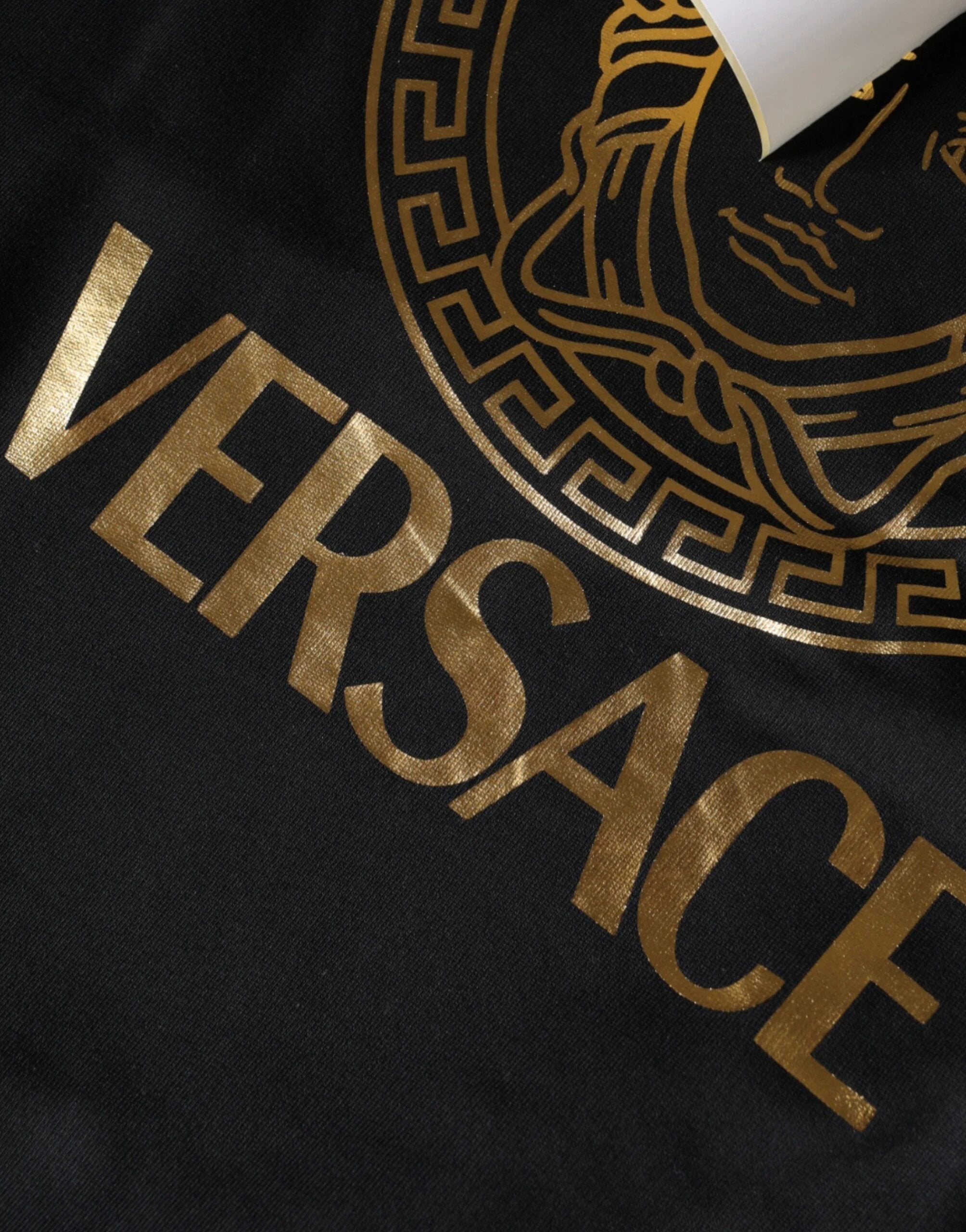 Versace Black Medusa Print Cotton HoodiePullover Sweatshirt Sweater by Versace