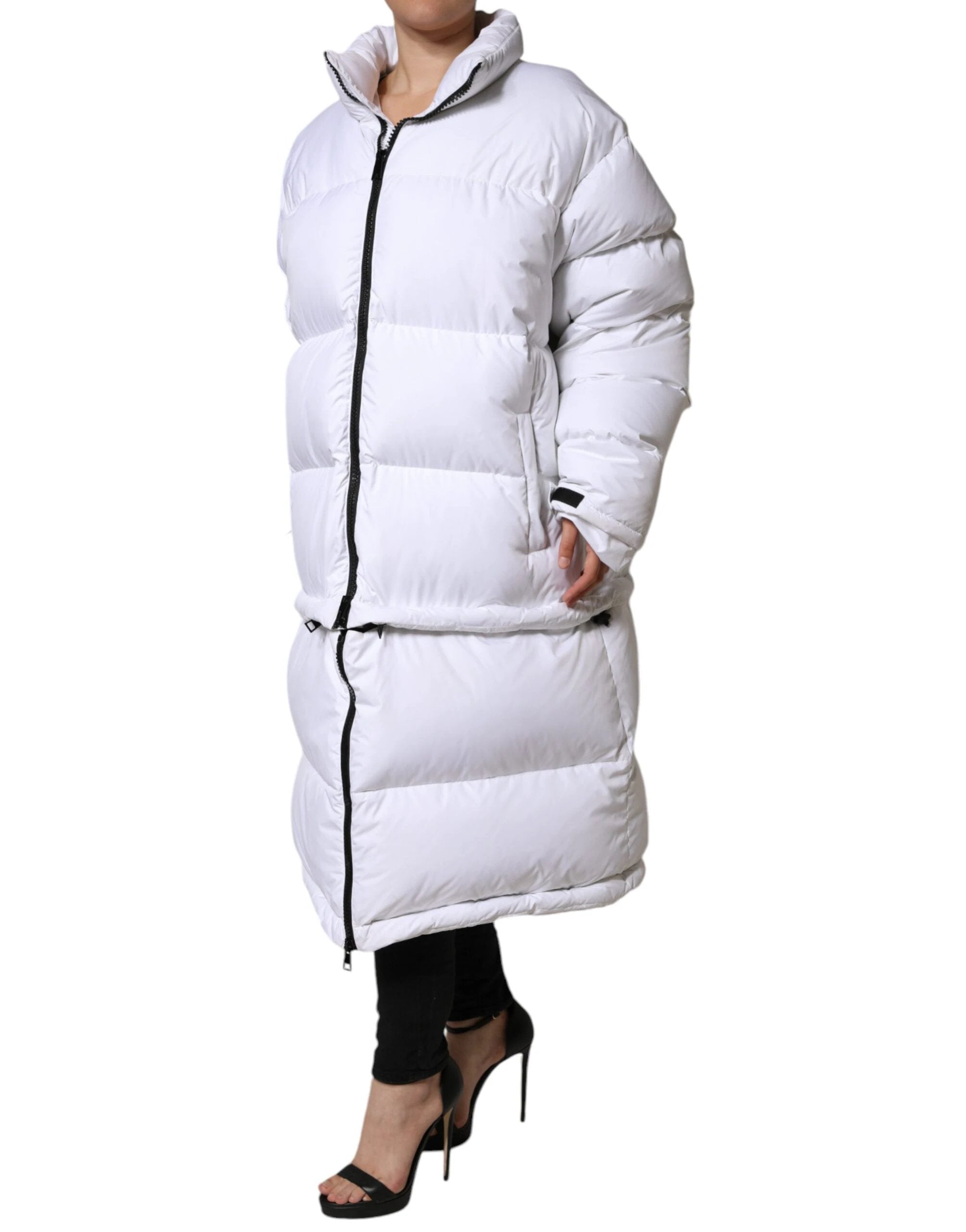 Dolce & Gabbana White Puffer Quilted Full Zip Coat Jacket by Dolce & Gabbana