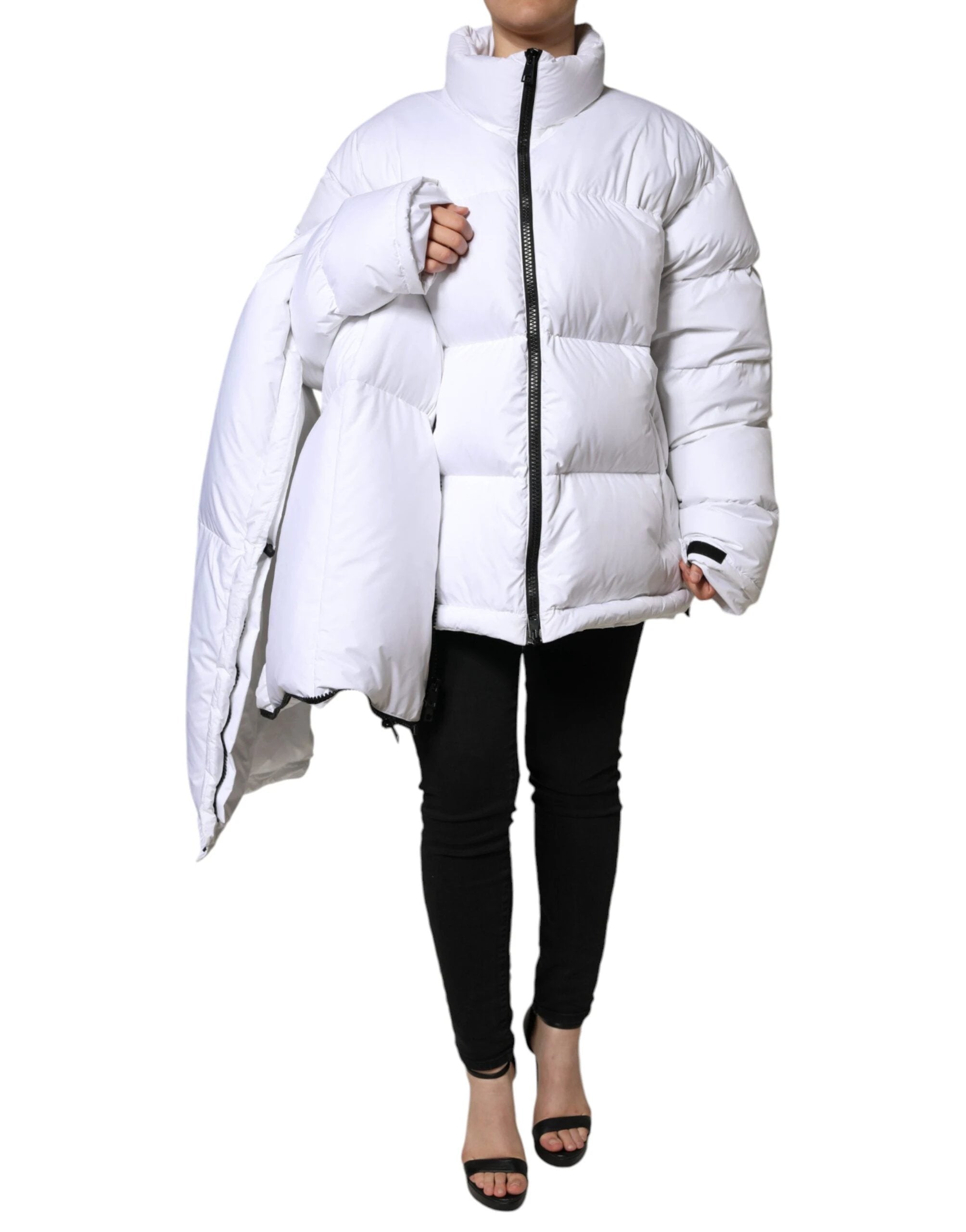 Dolce & Gabbana White Puffer Quilted Full Zip Coat Jacket by Dolce & Gabbana