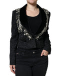 Dolce & Gabbana Black Jacquard Crystal Floral Jacket Blazer by Dolce & Gabbana