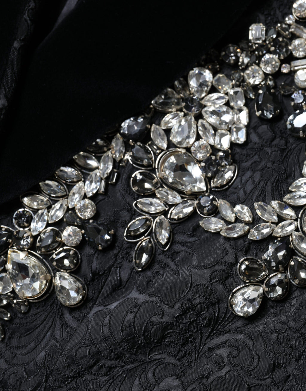 Dolce & Gabbana Black Jacquard Crystal Floral Jacket Blazer by Dolce & Gabbana