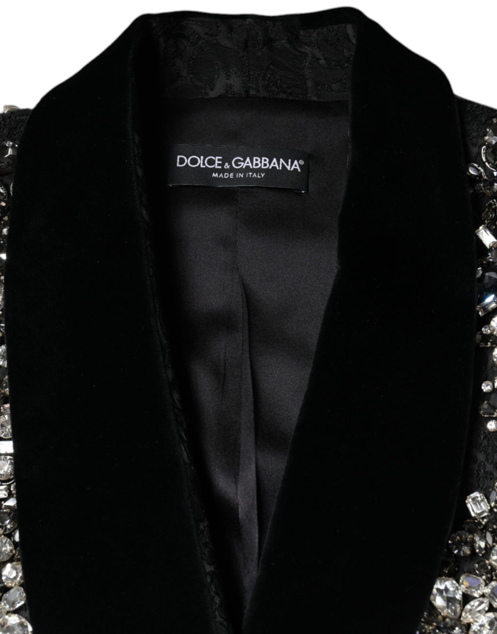 Dolce & Gabbana Black Jacquard Crystal Floral Jacket Blazer by Dolce & Gabbana