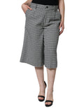 Dolce & Gabbana Black White Houndstooth Cropped Wide Leg Pants by Dolce & Gabbana