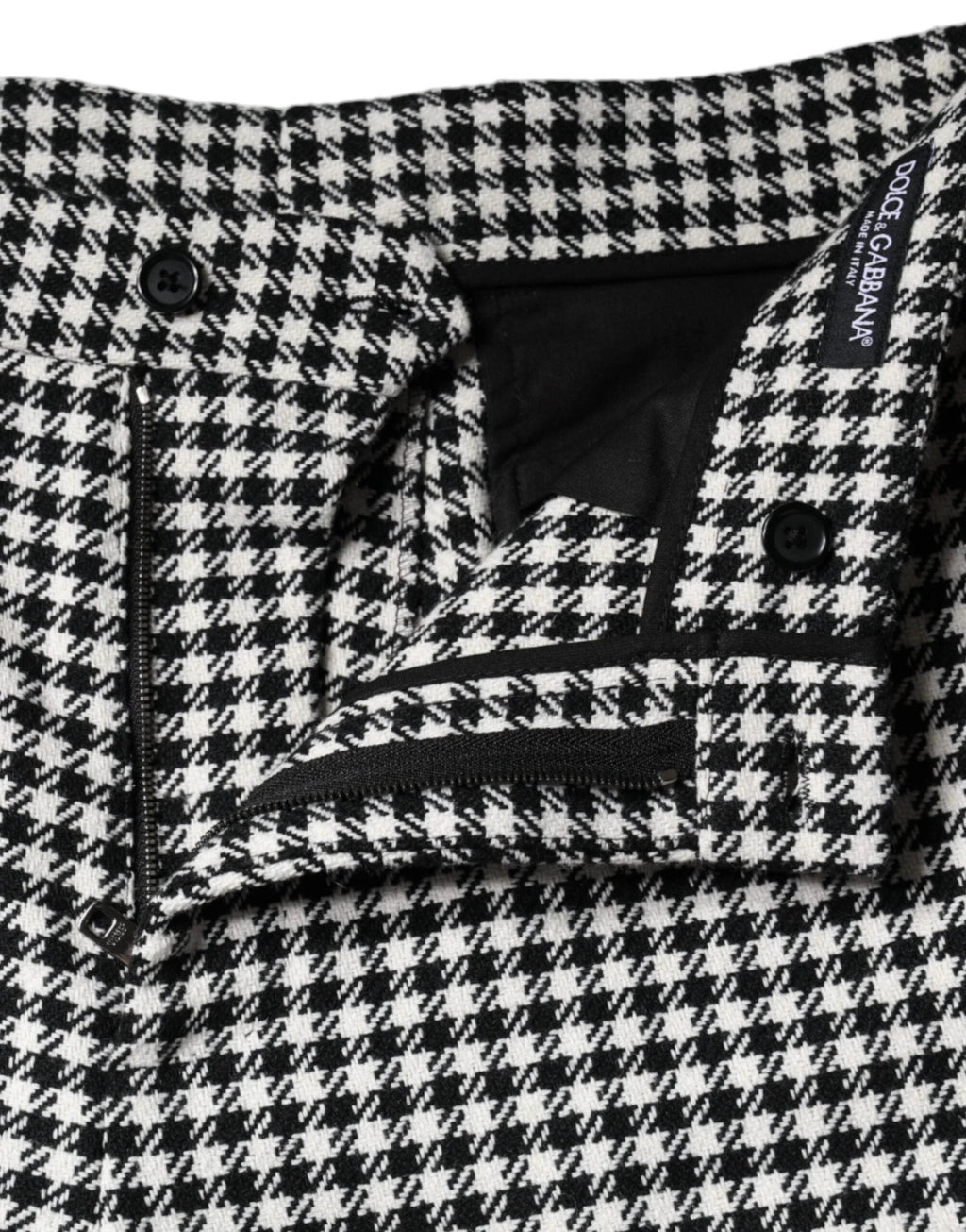 Dolce & Gabbana Black White Houndstooth Cropped Wide Leg Pants by Dolce & Gabbana