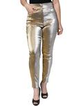 Pantalon skinny taille haute doré métallisé Dolce &amp; Gabbana
