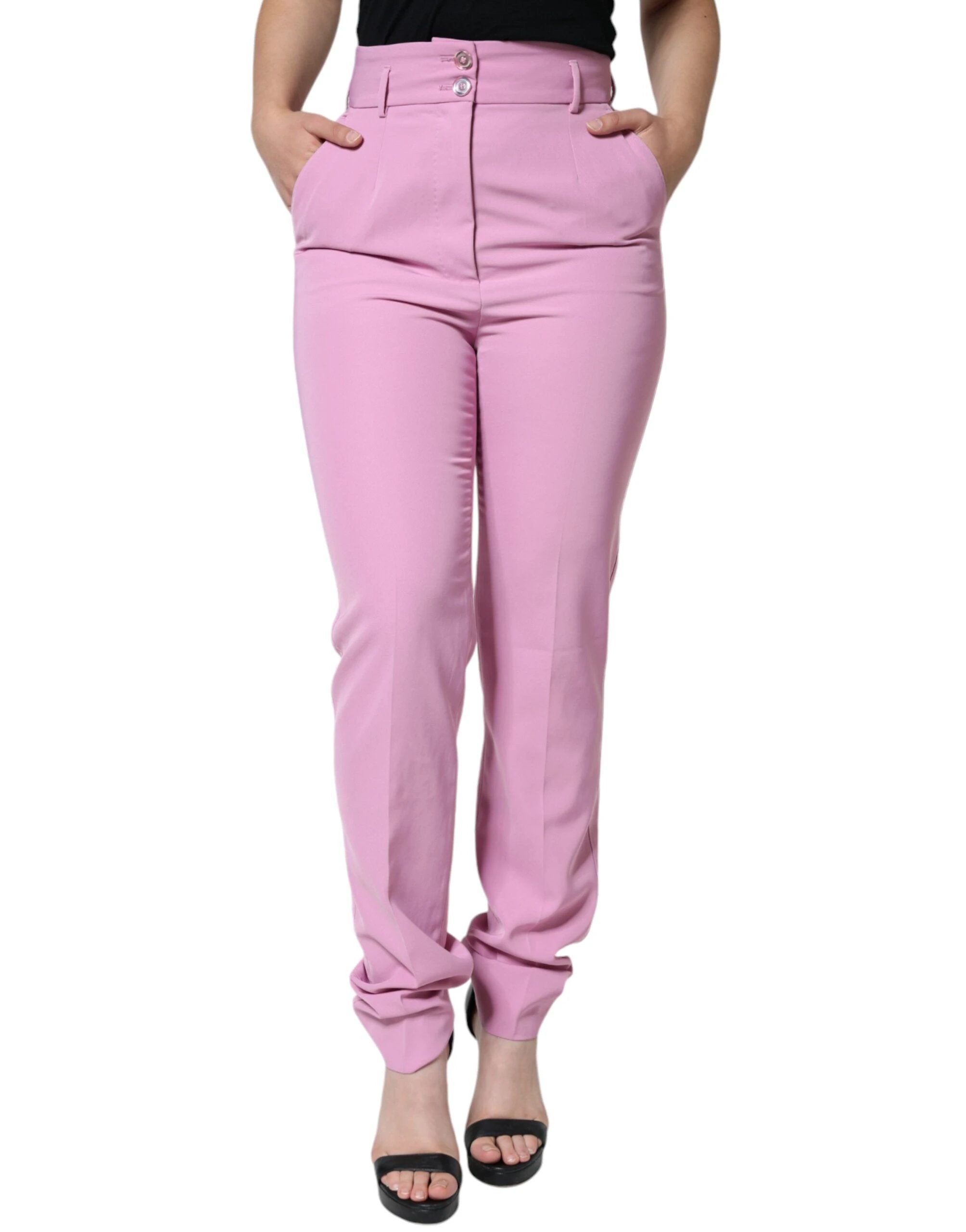 Dolce & Gabbana Pink Polyester High Waist Women Tapered Pants by Dolce & Gabbana