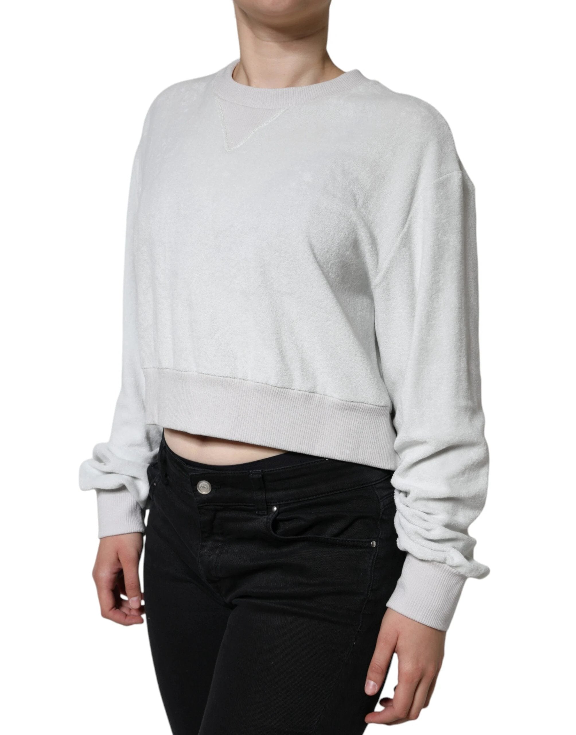Dolce & Gabbana White Nylon Stretch Crew Neck Pullover Sweater by Dolce & Gabbana