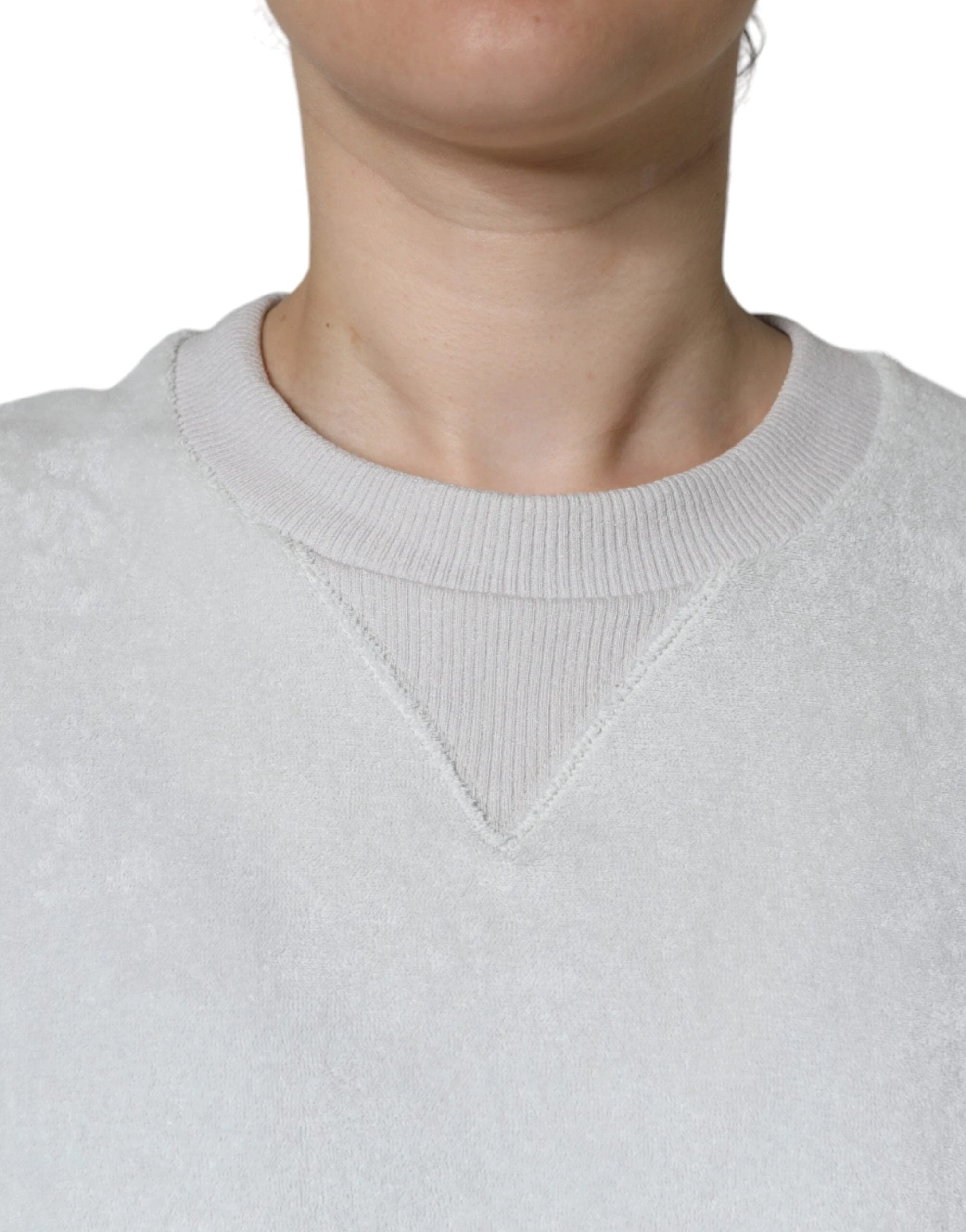 Dolce & Gabbana White Nylon Stretch Crew Neck Pullover Sweater by Dolce & Gabbana