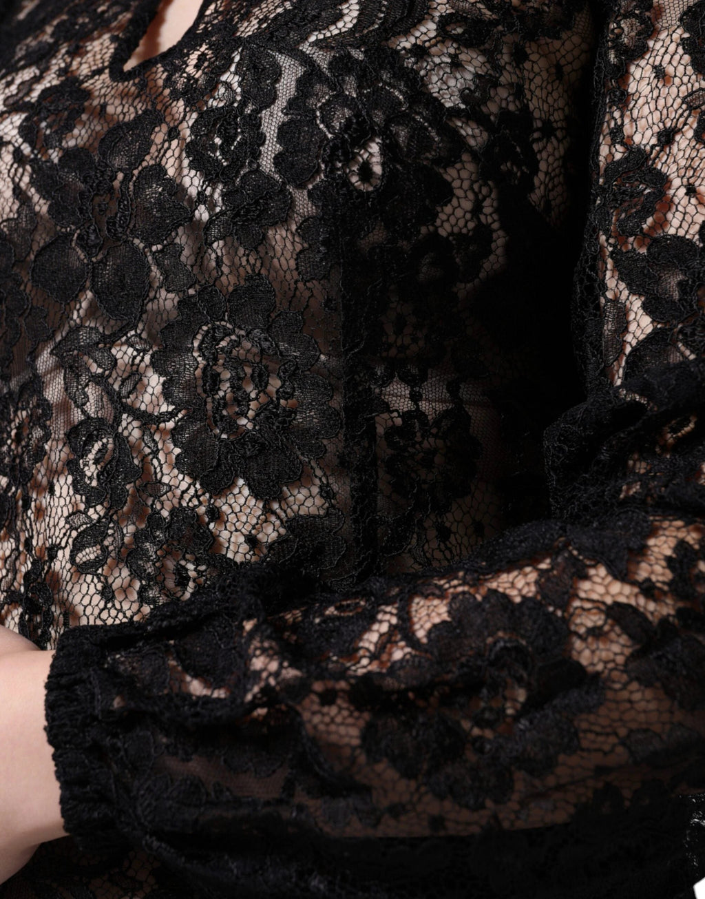 Dolce & Gabbana Black Floral Lace See Through Long Sleeve Top by Dolce & Gabbana