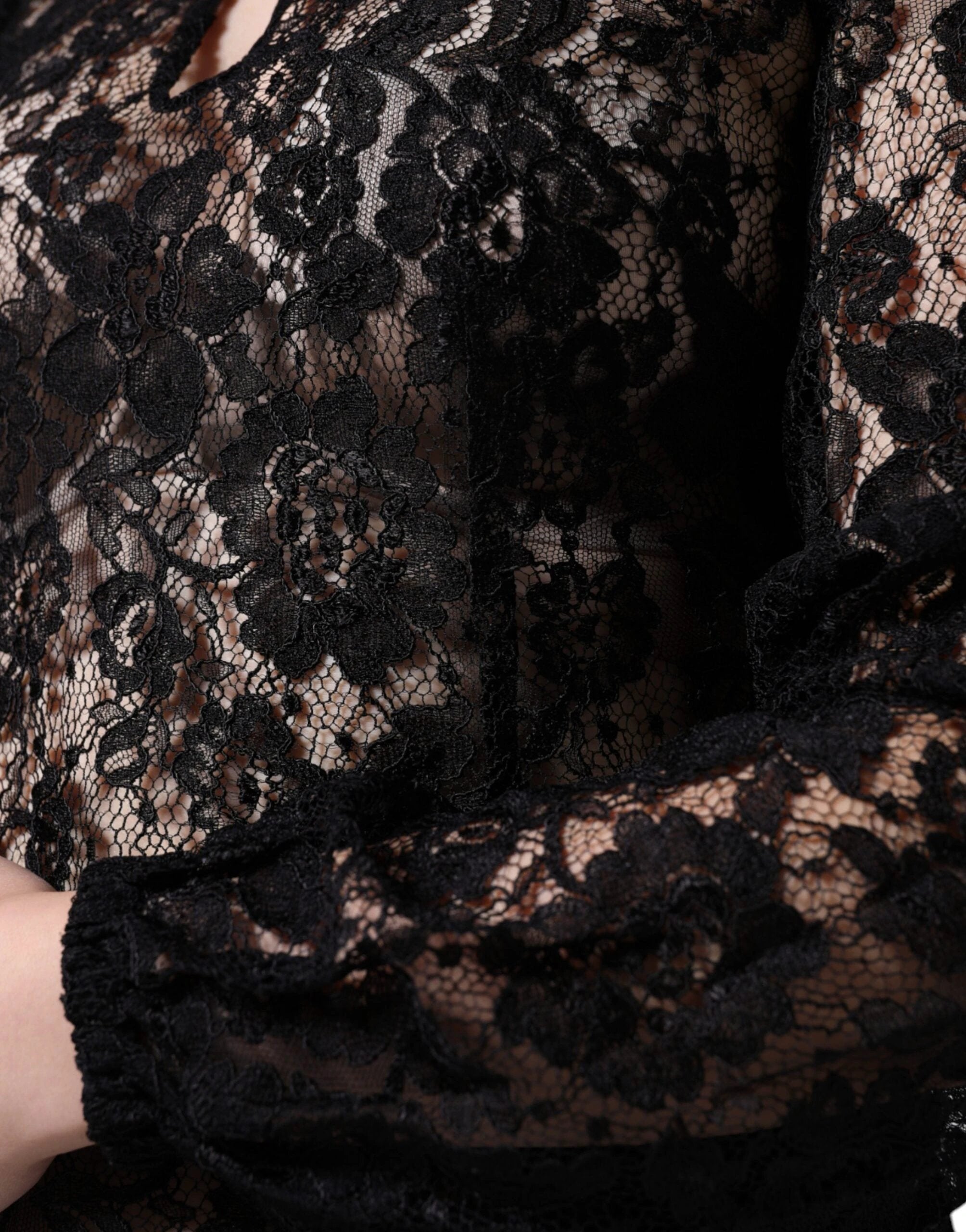 Dolce & Gabbana Black Floral Lace See Through Long Sleeve Top by Dolce & Gabbana