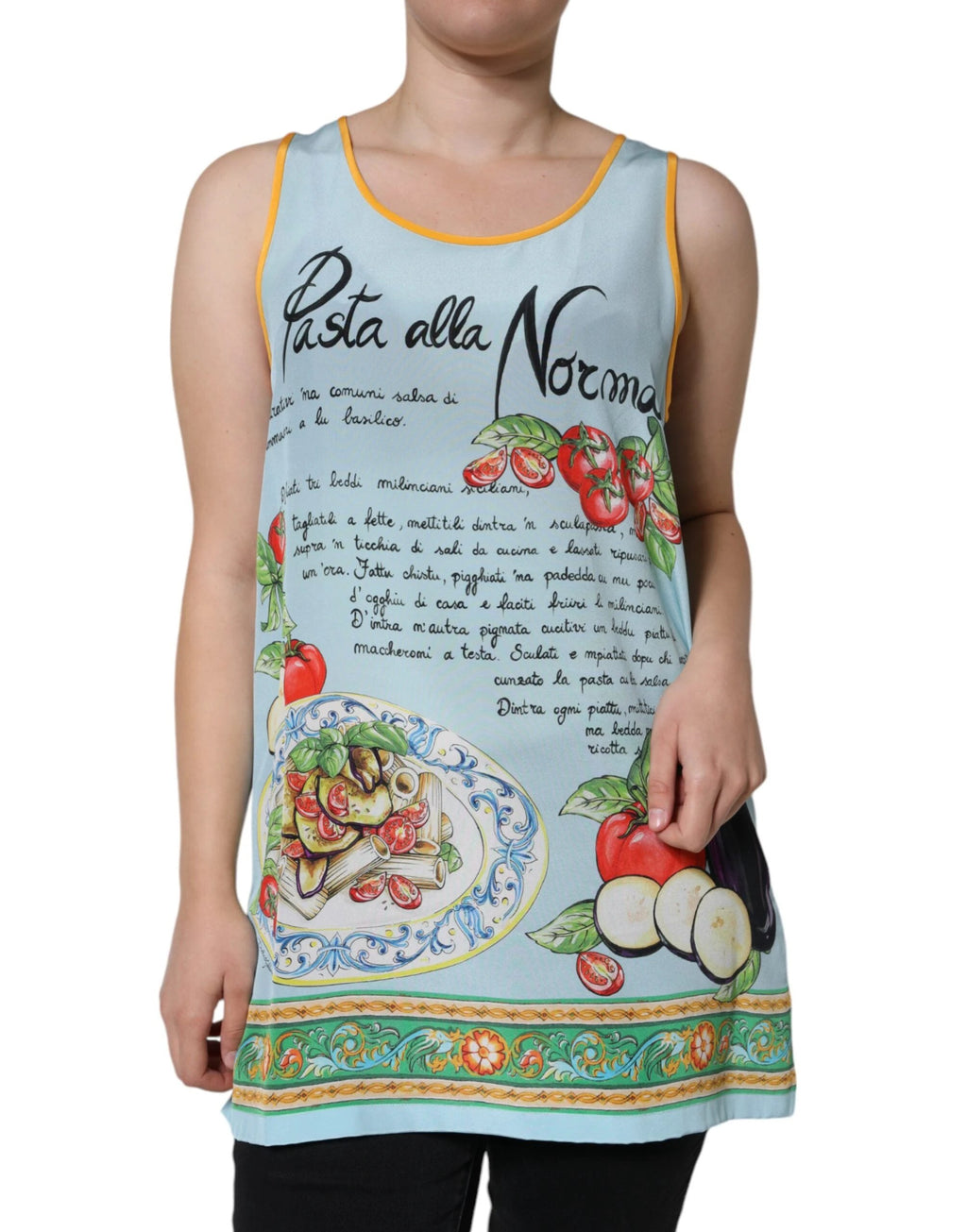 Dolce & Gabbana Multicolor Pasta Alla Norma Print Tank Top by Dolce & Gabbana