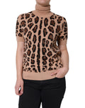 Dolce & Gabbana Beige Leopard Print Wool Turtleneck Top by Dolce & Gabbana