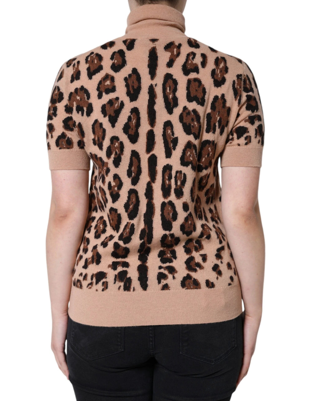 Dolce & Gabbana Beige Leopard Print Wool Turtleneck Top by Dolce & Gabbana