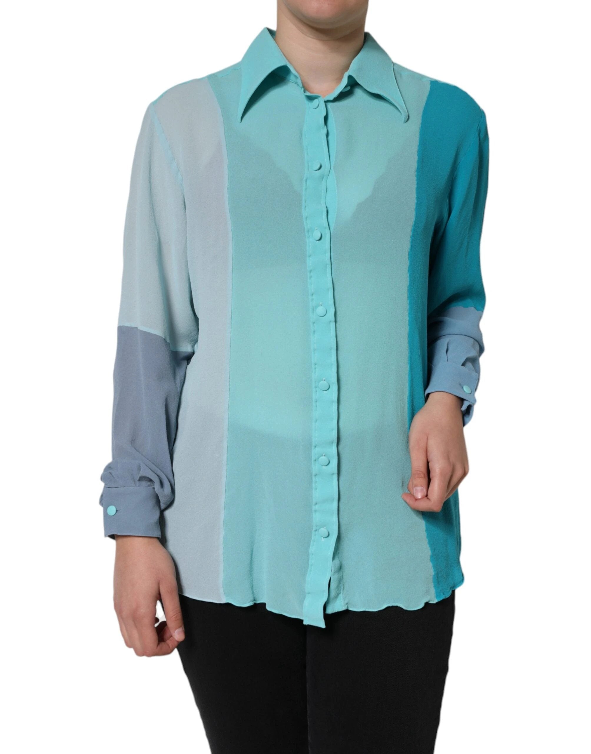 Dolce & Gabbana Multicolor Long Sleeve Button Blouse Top by Dolce & Gabbana