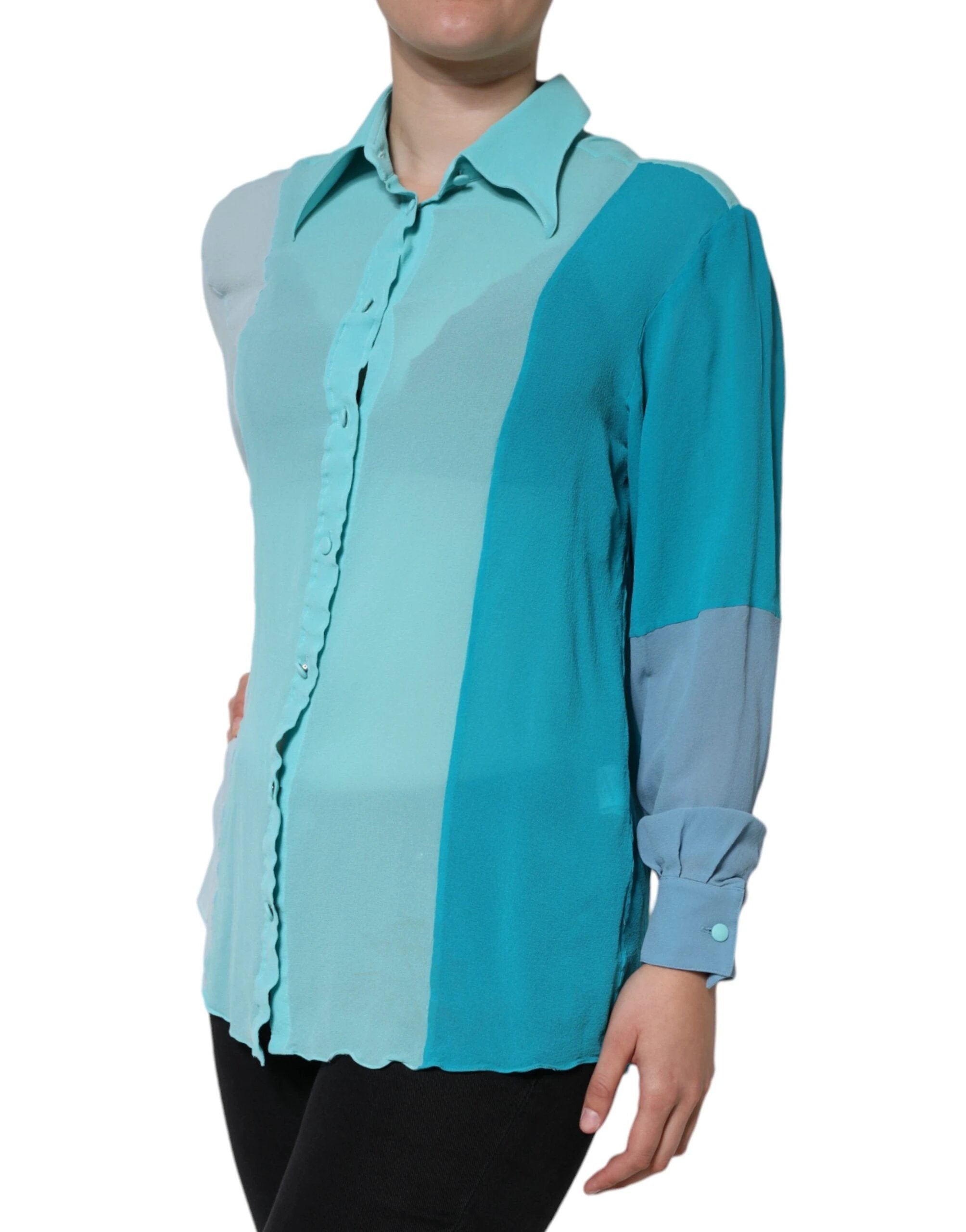 Dolce & Gabbana Multicolor Long Sleeve Button Blouse Top by Dolce & Gabbana