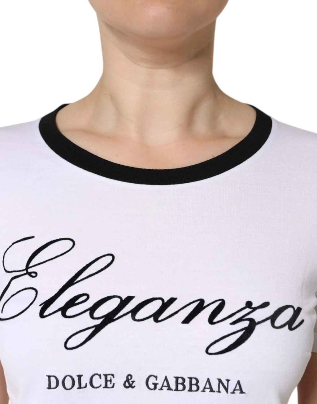 Dolce & Gabbana White Eleganza Print Cotton Short Sleeves T-shirt by Dolce & Gabbana