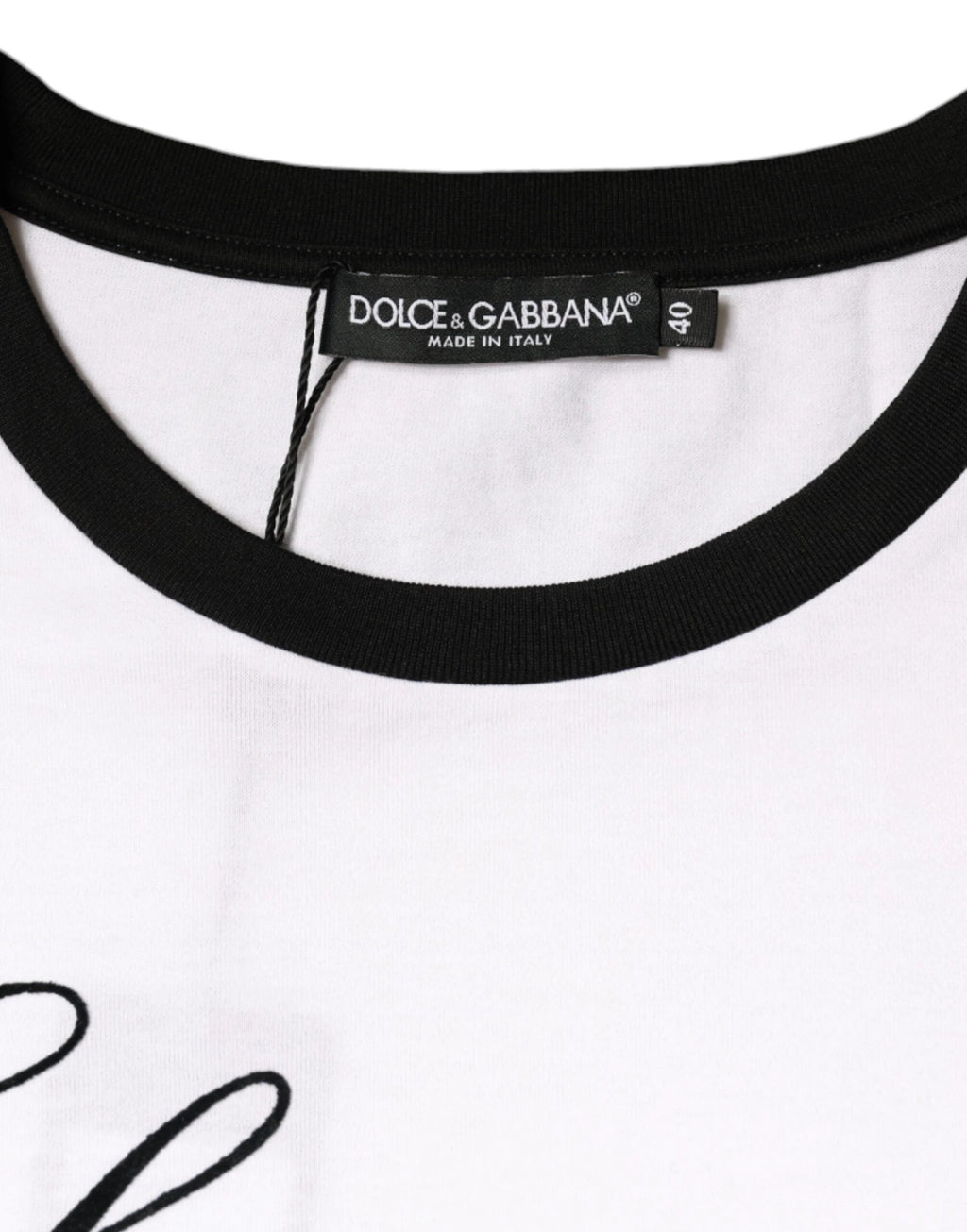 Dolce & Gabbana White Eleganza Print Cotton Short Sleeves T-shirt by Dolce & Gabbana