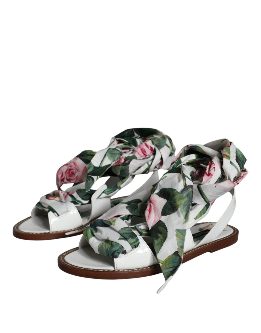Dolce & Gabbana Multicolor Floral Print Ankle Wrap Sandals Shoes by Dolce & Gabbana