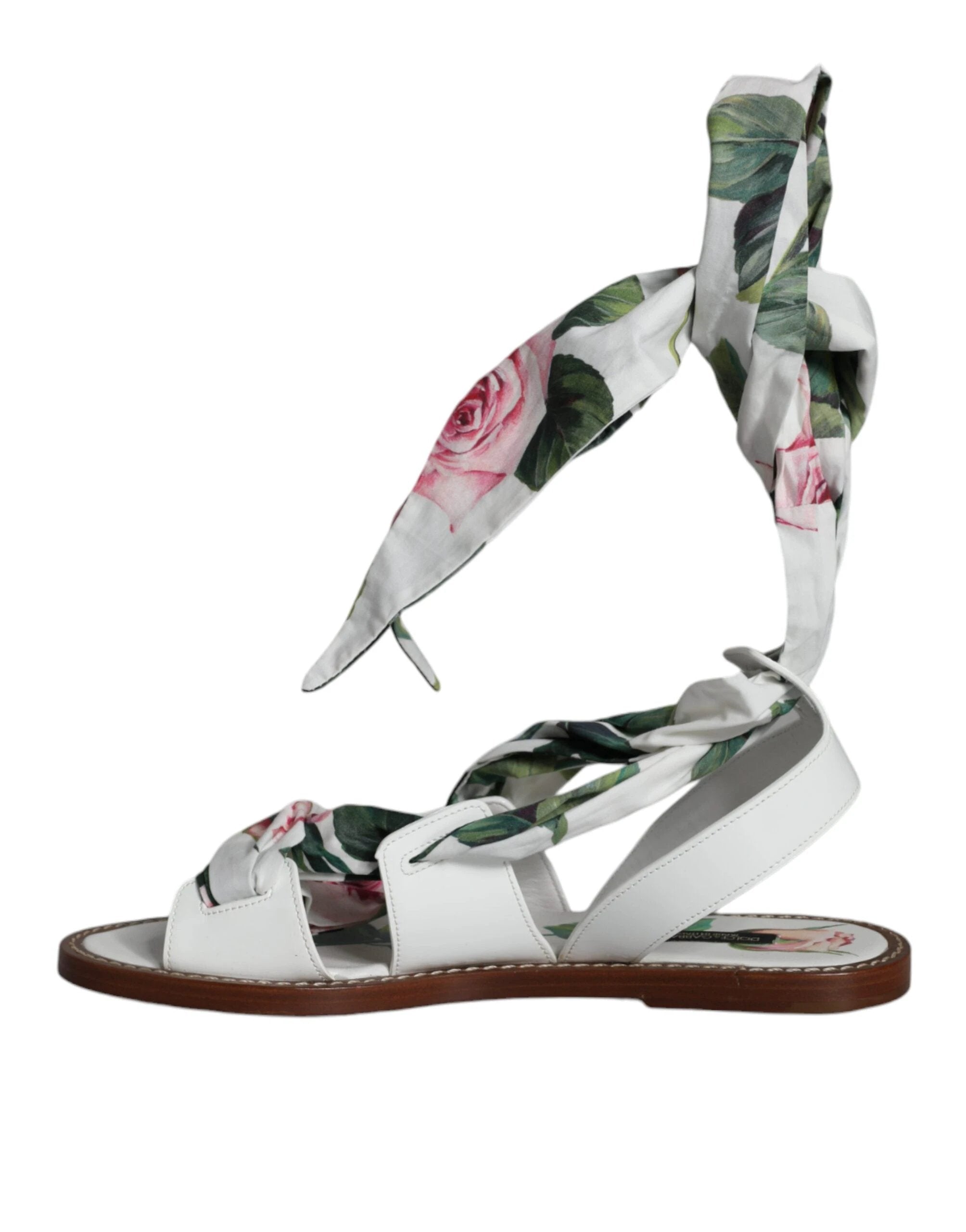 Dolce & Gabbana Multicolor Floral Print Ankle Wrap Sandals Shoes by Dolce & Gabbana