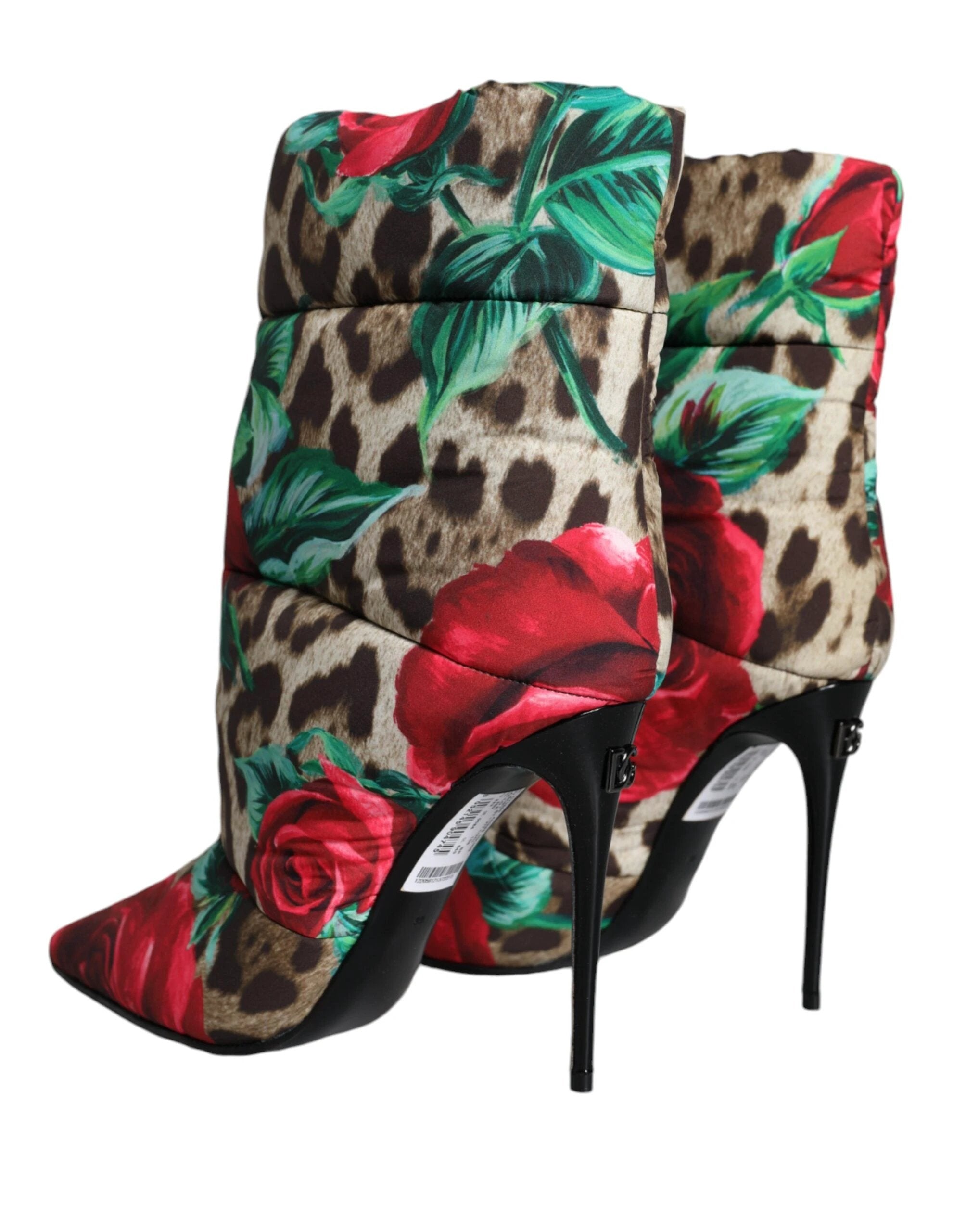 Dolce & Gabbana Multicolor Leopard Rose Mid Calf Boots Shoes by Dolce & Gabbana