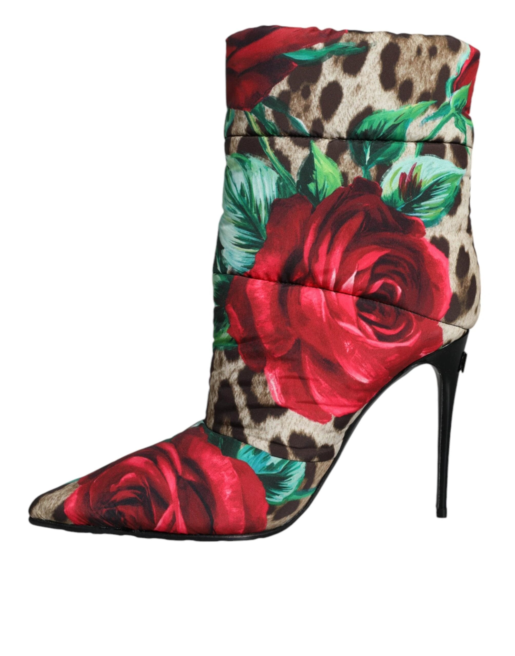 Dolce & Gabbana Multicolor Leopard Rose Mid Calf Boots Shoes by Dolce & Gabbana