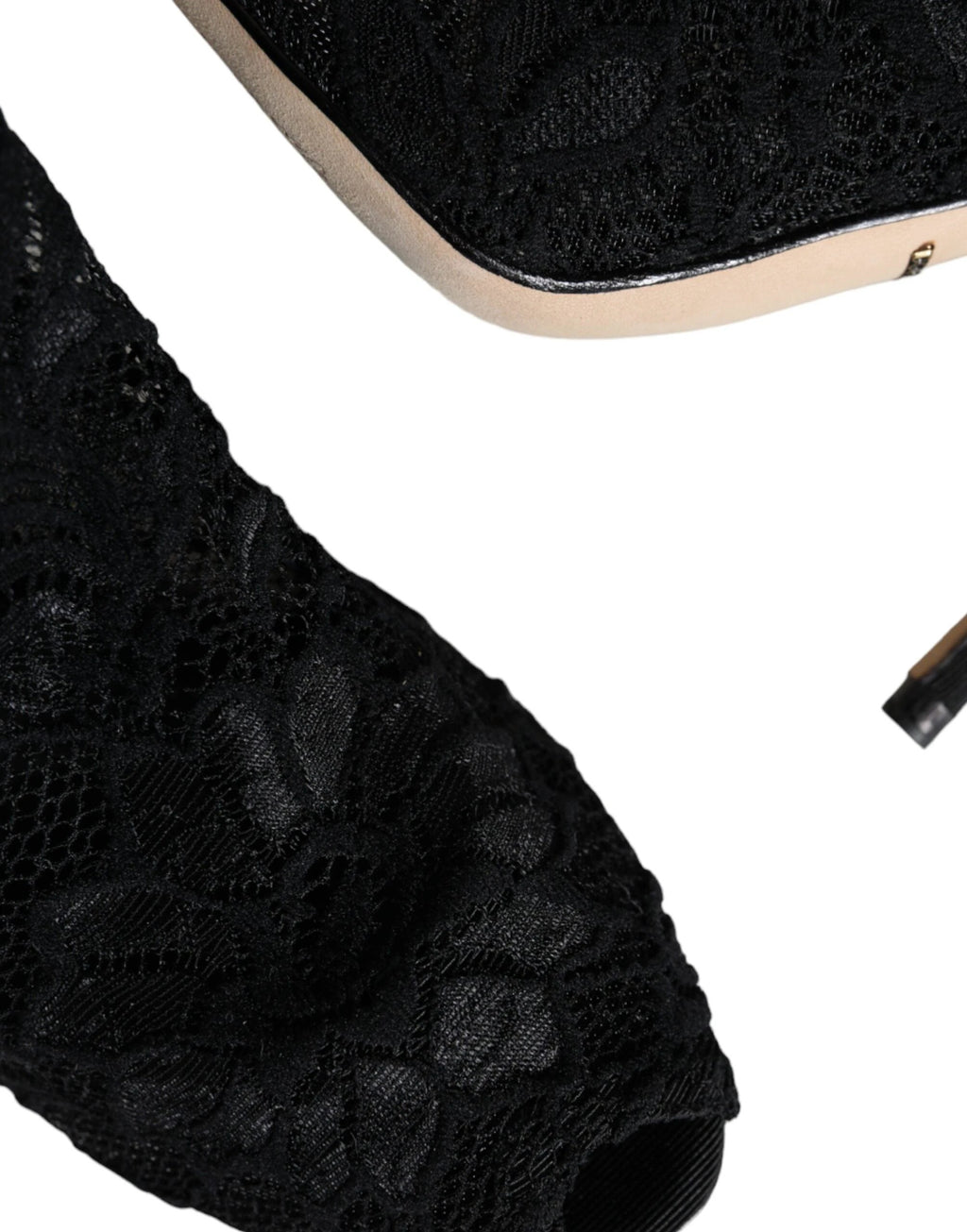 Dolce & Gabbana Black Lace Stretch Heels Mid Calf Boot Shoes by Dolce & Gabbana