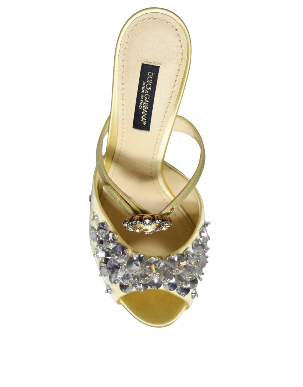 Dolce & Gabbana Yellow Mary Janes Satin Crystal Sandals Shoes by Dolce & Gabbana