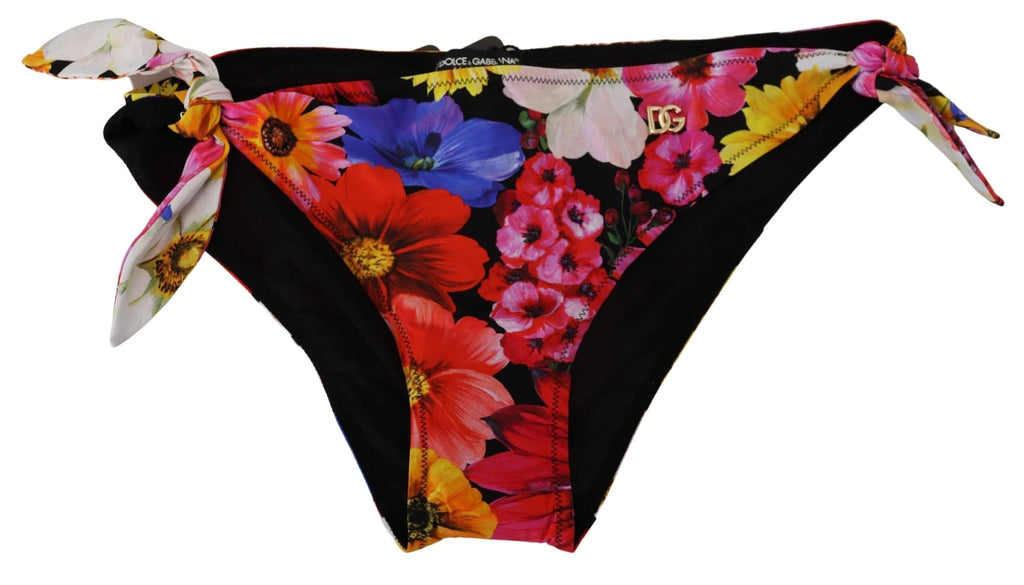 Dolce & Gabbana Black Floral Print Swimsuit Bikini Bottom Swimwear by Dolce & Gabbana