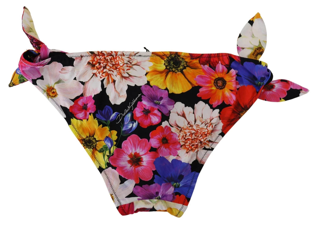 Dolce & Gabbana Black Floral Print Swimsuit Bikini Bottom Swimwear by Dolce & Gabbana
