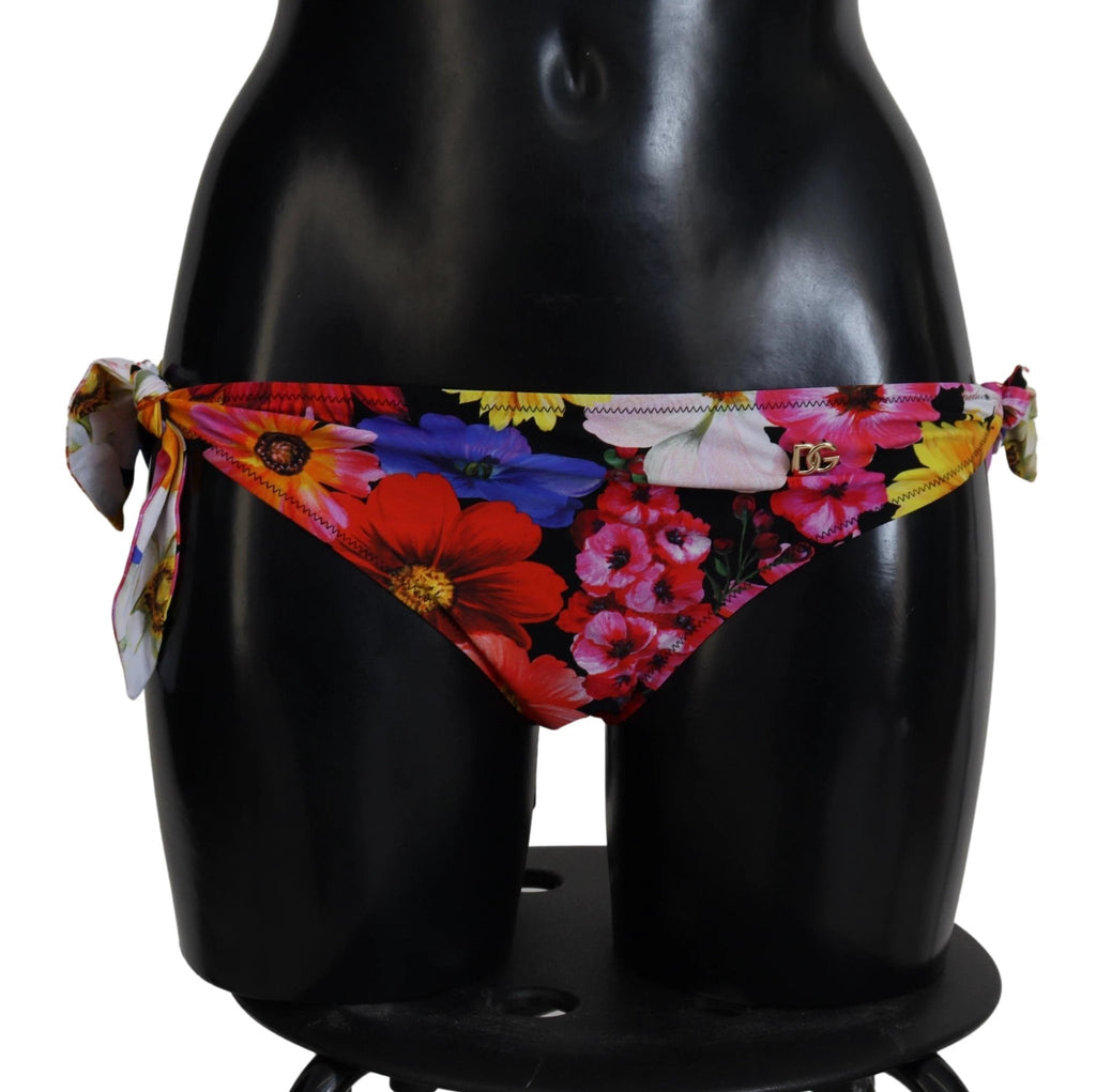 Dolce & Gabbana Black Floral Print Swimsuit Bikini Bottom Swimwear by Dolce & Gabbana