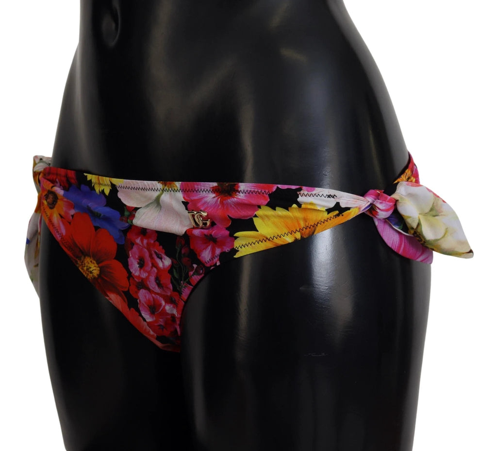 Dolce & Gabbana Black Floral Print Swimsuit Bikini Bottom Swimwear by Dolce & Gabbana
